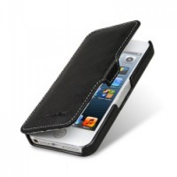 Кожаный винтажный чехол горизонтальная книжка с крепежной застежкой для Apple Iphone 5/5s/SE Черный