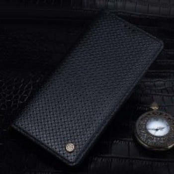 Текстурный кожаный чехол портмоне (нат. кожа) на пластиковой основе для Huawei Mate 8 Черный
