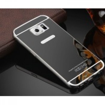 Гибридный металлический двухкомпонентный чехол с поликарбонатной крышкой с зеркальным покрытием для Samsung Galaxy S6 Черный