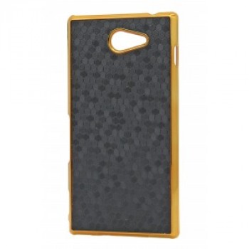 Пластиковый матовый непрозрачный чехол с кожаной текстурой для Sony Xperia M2 dual Черный