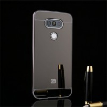 Двухкомпонентный чехол c металлическим бампером с поликарбонатной накладкой и зеркальным покрытием для LG G5 Черный