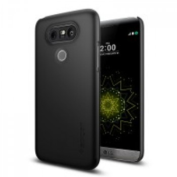 Пластиковый непрозрачный матовый ультратонкий премиум чехол для LG G5 Черный