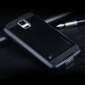 Противоударный двухкомпонентный силиконовый матовый непрозрачный чехол с поликарбонатными вставками экстрим защиты для Samsung Galaxy S5 (Duos) Черный