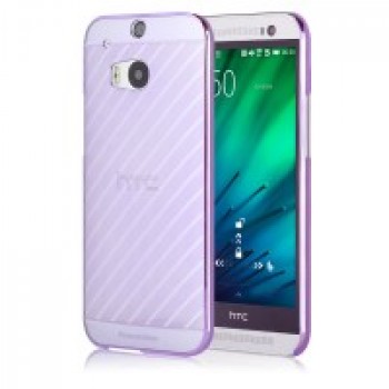 Пластиковый матовый полупрозрачный дизайнерский фигурный чехол с текстурным покрытием Узоры для HTC One (M8) Фиолетовый