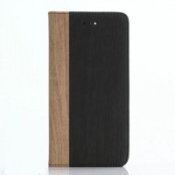 Чехол портмоне подставка текстура Дерево на пластиковой основе для Iphone 7 Plus/8 Plus Черный