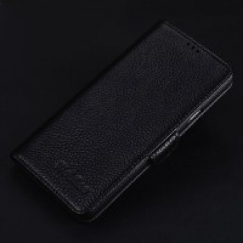 Кожаный чехол портмоне подставка (премиум нат. кожа) с крепежной застежкой для Iphone 7/8 Черный