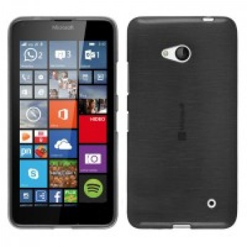 Силиконовый матовый полупрозрачный чехол с текстурным покрытием Металлик для Microsoft Lumia 640  Черный