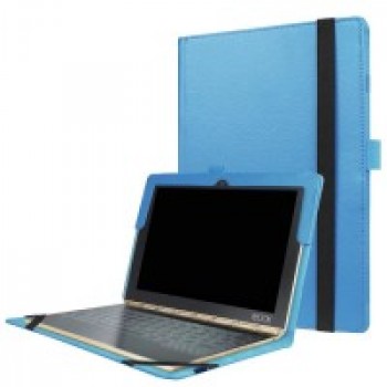 Чехол книжка с рамочной защитой экрана и крепежом для стилуса для Lenovo Yoga Book Голубой