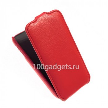 Кожаный чехол книжка для Philips Xenium W8510 Красный