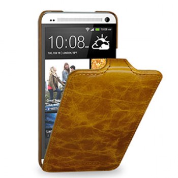 Кожаный эксклюзивный чехол ручной работы (цельная телячья кожа) для HTC One M7 One SIM (для модели с одной сим-картой)