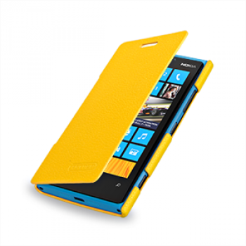 Чехол для Nokia Lumia 920 кожаный (нат. кожа) книжка горизонтальная Желтый
