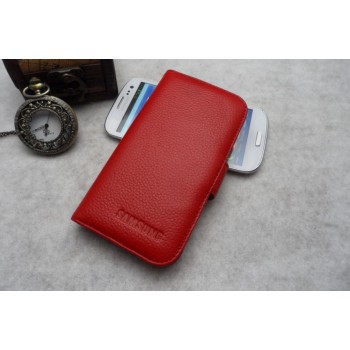 Кожаный чехол портмоне (нат. кожа) для Galaxy S4 Красный