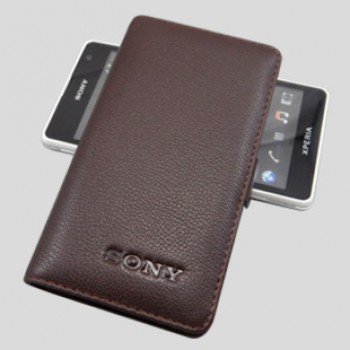 Чехол кожаный книжка горизонтальная (нат. кожа) для Sony Xperia TX Коричневый