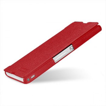 Кожаный чехол горизонтальная книжка (нат. кожа) для Sony Xperia Z Красный