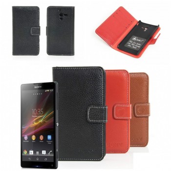 Чехол кожаный горизонтальный портмоне для Sony Xperia ZL