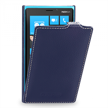 Чехол для Nokia Lumia 920 кожаный (нат. кожа) книжка вертикальная Синий