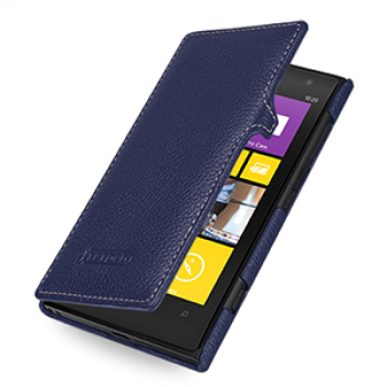 Кожаный чехол книжка горизонтальная (нат. кожа) для Nokia Lumia 1020 Синий