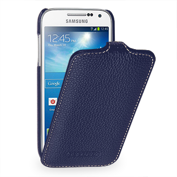 Вертикальная книжка (нат. кожа) для Samsung Galaxy S4 Mini синяя