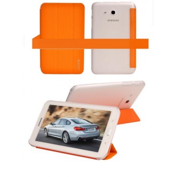 Текстурный чехол флип подставка сегментарный на полупрозрачной поликарбонатной основе для Samsung Galaxy Tab Pro 8.4 Оранжевый