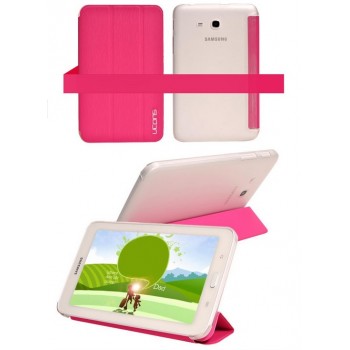 Текстурный чехол флип подставка сегментарный на полупрозрачной поликарбонатной основе для Samsung Galaxy Tab Pro 8.4 Розовый