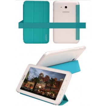 Текстурный чехол флип подставка сегментарный на полупрозрачной поликарбонатной основе для Samsung Galaxy Tab Pro 8.4 Голубой