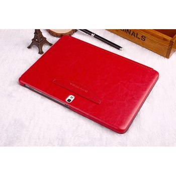 Кожаный чехол смарт флип подставка (нат. кожа) серия First Wish для Samsung Galaxy Tab Pro 10.1 Красный