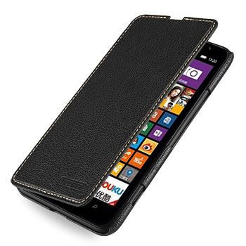 Кожаный чехол книжка горизонтальная (нат. кожа) для Nokia Lumia 1320 Черный