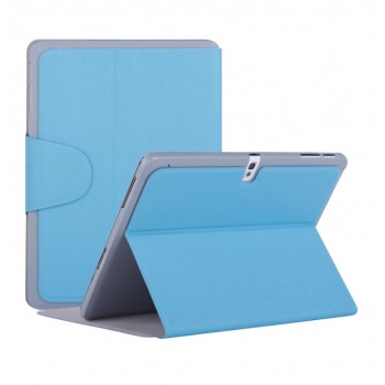 Чехол смарт флип подставка текстурный с застежкой для Samsung Galaxy Tab Pro 10.1 Голубой
