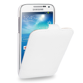 Вертикальная книжка (нат. кожа) для Samsung Galaxy S4 Mini белая