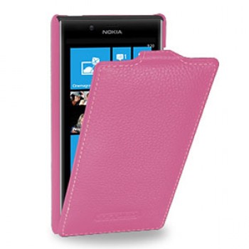 Кожаный чехол книжка вертикальная (нат. кожа) для Nokia Lumia 720 розовая