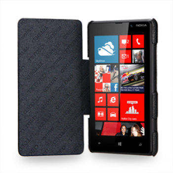 Чехол кожаный книжка горизонтальная (нат. кожа) для Nokia Lumia 820