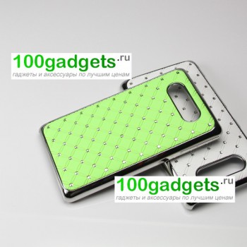 Чехол пластик/металл со стразами для Nokia Lumia 820 Зеленый