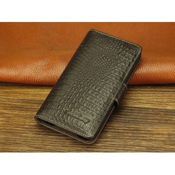 Кожаный чехол портмоне (нат. кожа крокодила) для Blackberry Z30 Коричневый