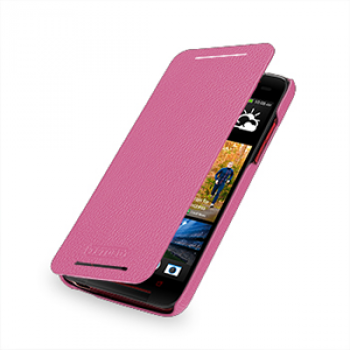 Кожаный чехол книжка горизонтальная (нат. кожа) для HTC Butterfly S Розовый