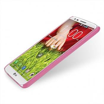 Кожаный чехол накладка Back Cover (нат. кожа) для LG Optimus G2 розовая