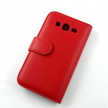 Кожаный чехол книжка горизонтальная портмоне (нат. кожа) для Samsung Galaxy Win GT-I8552 Красный