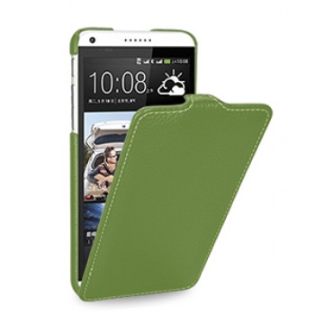 Кожаный чехол книжка вертикальная (нат. кожа) для HTC Desire 816 зеленая