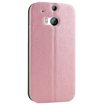 Чехол флип подставка текстурный на присоске для HTC One 2 Розовый