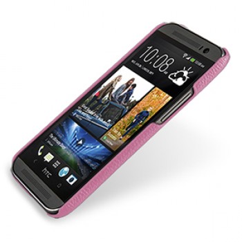 Кожаный чехол накладка серия Back Cover (нат. кожа) для HTC One 2 розовая