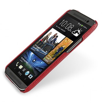 Кожаный чехол накладка серия Back Cover (нат. кожа) для HTC One 2 красная