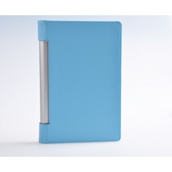Чехол подставка с рамочной защитой экрана текстура Кожа для Lenovo Yoga Tablet 10 Голубой