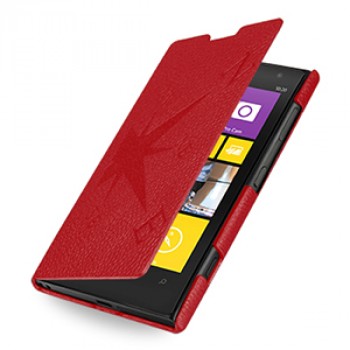 Кожаный чехол книжка горизонтальная (нат. кожа) серия Compass для Nokia Lumia 1020 Красный