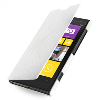 Кожаный чехол книжка горизонтальная (нат. кожа) серия Compass для Nokia Lumia 1020 Белый