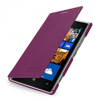 Кожаный чехол горизонтальная книжка (нат. кожа) для Nokia Lumia 925 Фиолетовый