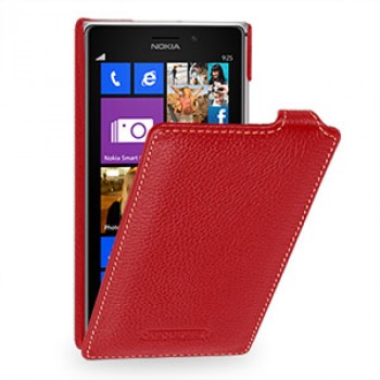 Кожаный чехол вертикальная книжка (нат. кожа) для Nokia Lumia 925 Красный