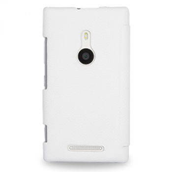Кожаный чехол-накладка Back Cover (нат. кожа) для Nokia Lumia 925 Белый