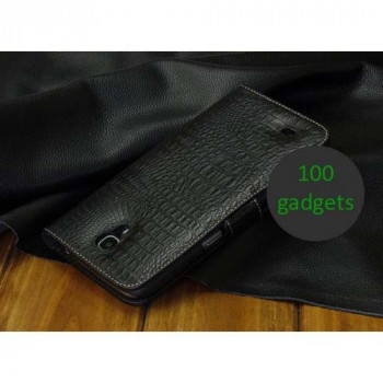 Кожаный чехол портмоне (нат. кожа крокодила) для Samsung Galaxy Mega 6.3 GT-I9200 Черный