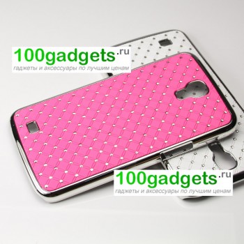 Чехол пластик/металл со стразами для Samsung Galaxy Mega 6.3 GT-I9200 Розовый