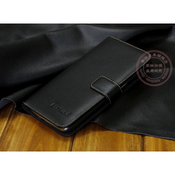 Кожаный чехол портмоне (нат. кожа) для Samsung Galaxy Mega 6.3 GT-I9200 Черный
