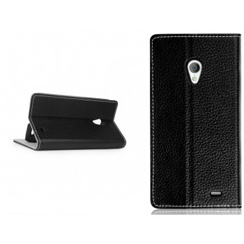 Кожаный чехол портмоне подставка (нат. кожа) для Meizu MX3 Черный